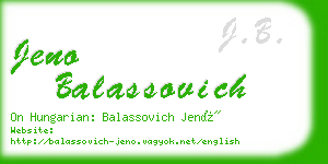 jeno balassovich business card